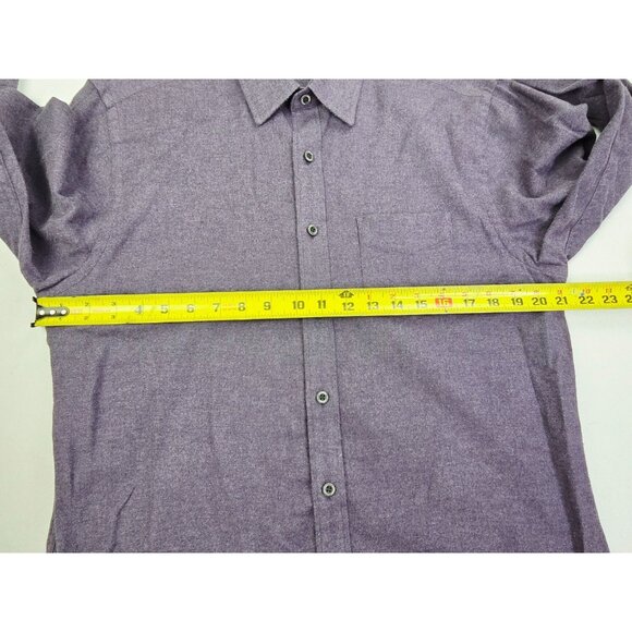 Untuckit Size Medium Mens Plum Flannel Long Sleeve Logo Tag Cotton Pocket Shirt - Picture 3 of 9
